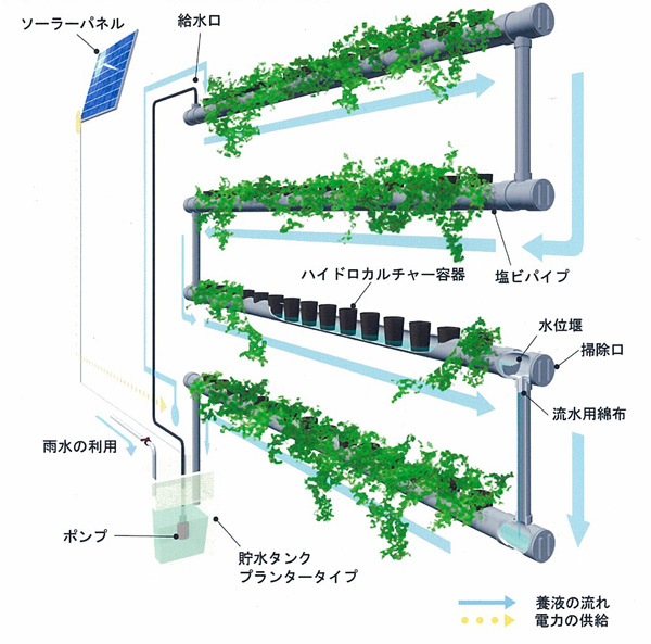 画像　循環型パイプ式緑化システム